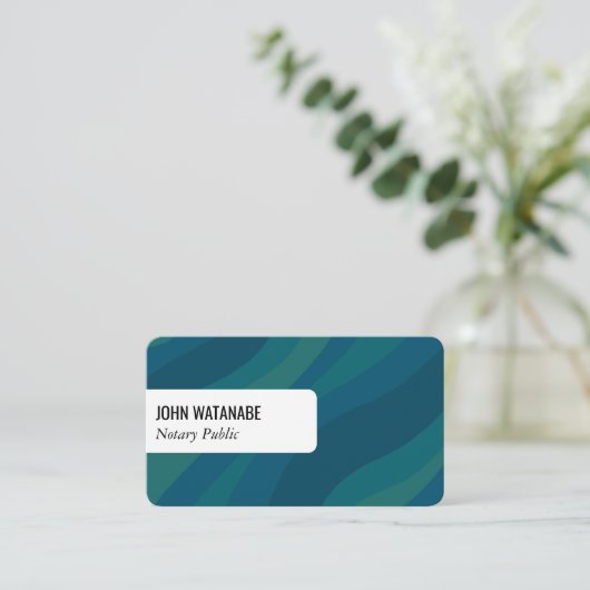 ブルーグリーンカーブレトロミニマストライプリストカスタムQR 名刺 (スタンド正面)