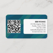 ブルーグリーンカーブレトロミニマストライプリストカスタムQR 名刺 (裏面)