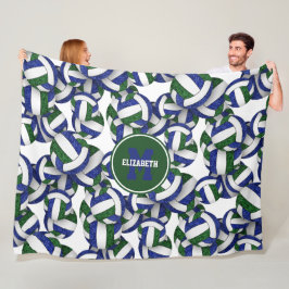 ブルーグリーンガーリーバレーボールチームカラー フリースブランケット