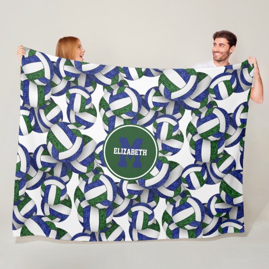 ブルーグリーンガーリーバレーボールチームカラー フリースブランケット (インサイチュ)