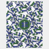 ブルーグリーンガーリーバレーボールチームカラー フリースブランケット (正面)