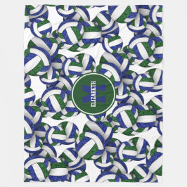 ブルーグリーンガーリーバレーボールチームカラー フリースブランケット