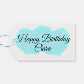 ブルーグリーンクラウドパステルハッピーバースデーモダンkid ギフトタグ (裏面横)