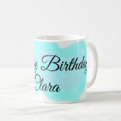 ブルーグリーンクラウドパステルハッピーバースデーモダンkid コーヒーマグカップ (正面右)