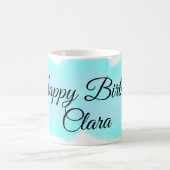 ブルーグリーンクラウドパステルハッピーバースデーモダンkid コーヒーマグカップ (中央)