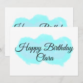 ブルーグリーンクラウドパステルハッピーバースデーモダンkid シーズンカード (正面/裏面)