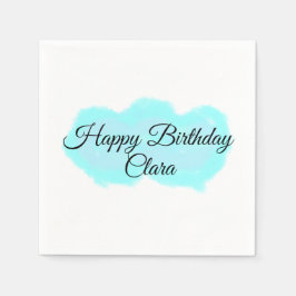 ブルーグリーンクラウドパステルハッピーバースデーモダンkid スタンダードカクテルナプキン
