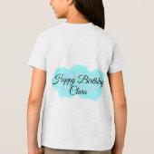 ブルーグリーンクラウドパステルハッピーバースデーモダンkid トライブレンドＴシャツ (裏面)