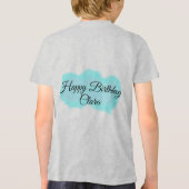 ブルーグリーンクラウドパステルハッピーバースデーモダンkid トライブレンドＴシャツ (裏面)