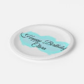 ブルーグリーンクラウドパステルハッピーバースデーモダンkid ペーパープレート (アングル)