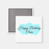 ブルーグリーンクラウドパステルハッピーバースデーモダンkid マグネット (正面/裏面)