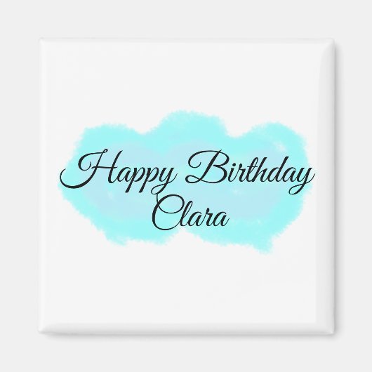 ブルーグリーンクラウドパステルハッピーバースデーモダンkid マグネット (正面)