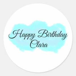 ブルーグリーンクラウドパステルハッピーバースデーモダンkid ラウンドシール