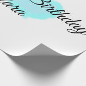 ブルーグリーンクラウドパステルハッピーバースデーモダンkid ラッピングペーパー (角)