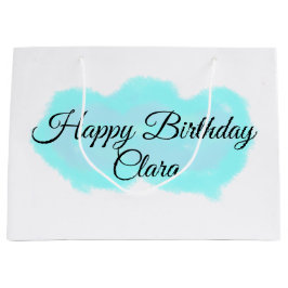 ブルーグリーンクラウドパステルハッピーバースデーモダンkid ラージペーパーバッグ