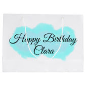 ブルーグリーンクラウドパステルハッピーバースデーモダンkid ラージペーパーバッグ (裏面)