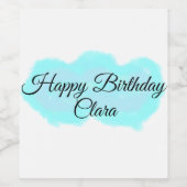 ブルーグリーンクラウドパステルハッピーバースデーモダンkid ワインラベル (シングルラベル)