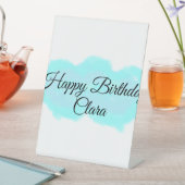 ブルーグリーンクラウドパステルハッピーバースデーモダンkid 台座サイン (インサイチュ)