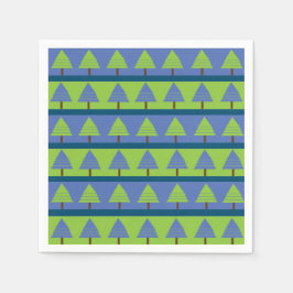 ブルーグリーンクリスマスツリーの幾何学的なストライプ スタンダードカクテルナプキン
