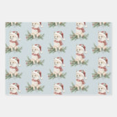 ブルーグリーンクリスマスツリーズディアーキツネ ラッピングペーパーシート (正面3)