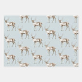 ブルーグリーンクリスマスツリーズディアーキツネ ラッピングペーパーシート (正面2)