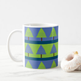 ブルーグリーンクリスマスツリー幾何学的 コーヒーマグカップ