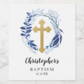 ブルーグリーンクロスワインボトルラベル ワインラベル (シングルラベル)