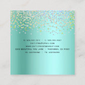 ブルーグリーングラデーション美容師メイクアップアーティストモダン スクエア名刺 (裏面)