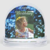 ブルーグリーングリッターフォト子供の誕生日モダン錆 (裏面)