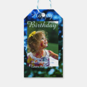 ブルーグリーングリッターフォト子供の誕生日モダン錆 ギフトタグ (裏面)