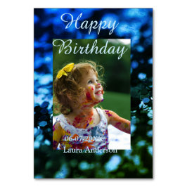 ブルーグリーングリッターフォト子供の誕生日モダン錆 テーブルナンバー