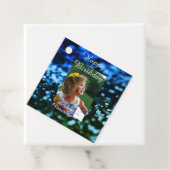 ブルーグリーングリッターフォト子供の誕生日モダン錆 フェイバータグ (インサイチュ)