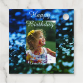 ブルーグリーングリッターフォト子供の誕生日モダン錆 フェイバータグ (裏面)