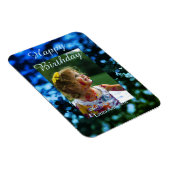 ブルーグリーングリッターフォト子供の誕生日モダン錆 マグネット (右側)