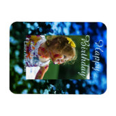 ブルーグリーングリッターフォト子供の誕生日モダン錆 マグネット (横)