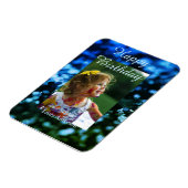 ブルーグリーングリッターフォト子供の誕生日モダン錆 マグネット (左側)