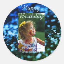 ブルーグリーングリッターフォト子供の誕生日モダン錆