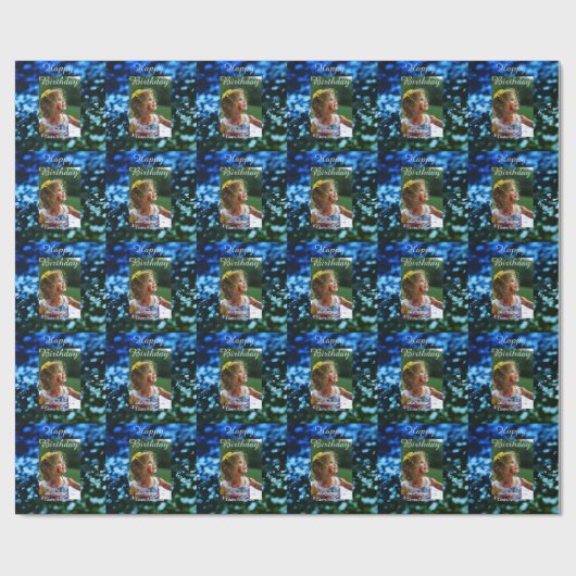 ブルーグリーングリッターフォト子供の誕生日モダン錆 ラッピングペーパー (フラット)