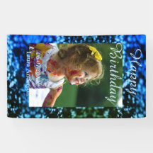 ブルーグリーングリッターフォト子供の誕生日モダン錆