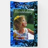 ブルーグリーングリッターフォト子供の誕生日モダン錆 横断幕 (縦)