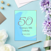 ブルーグリーングレー50th誕生日を追加する名前レトロ アクリル招待状 (インサイチュ (ウェディング))