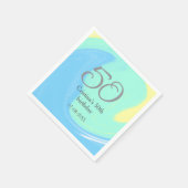 ブルーグリーングレー50th誕生日を追加する名前レトロ スタンダードカクテルナプキン (角)