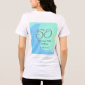 ブルーグリーングレー50th誕生日を追加する名前レトロ トライブレンドＴシャツ (裏面)