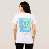 ブルーグリーングレー50th誕生日を追加する名前レトロ トライブレンドＴシャツ (裏面全面)