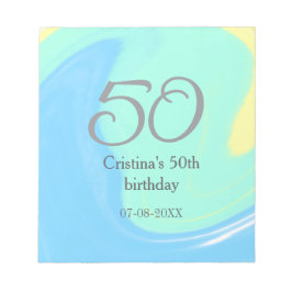 ブルーグリーングレー50th誕生日を追加する名前レトロ ノートパッド