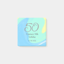 ブルーグリーングレー50th誕生日を追加する名前レトロ ポストイット