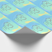 ブルーグリーングレー50th誕生日を追加する名前レトロ ラッピングペーパー (角)