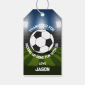 ブルーグリーンサッカースタジアムスポーツテーマ誕生日 ギフトタグ (正面)