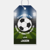 ブルーグリーンサッカースタジアムスポーツテーマ誕生日 ギフトタグ (裏面)