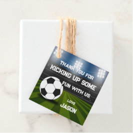 ブルーグリーンサッカースタジアムスポーツテーマ誕生日 フェイバータグ